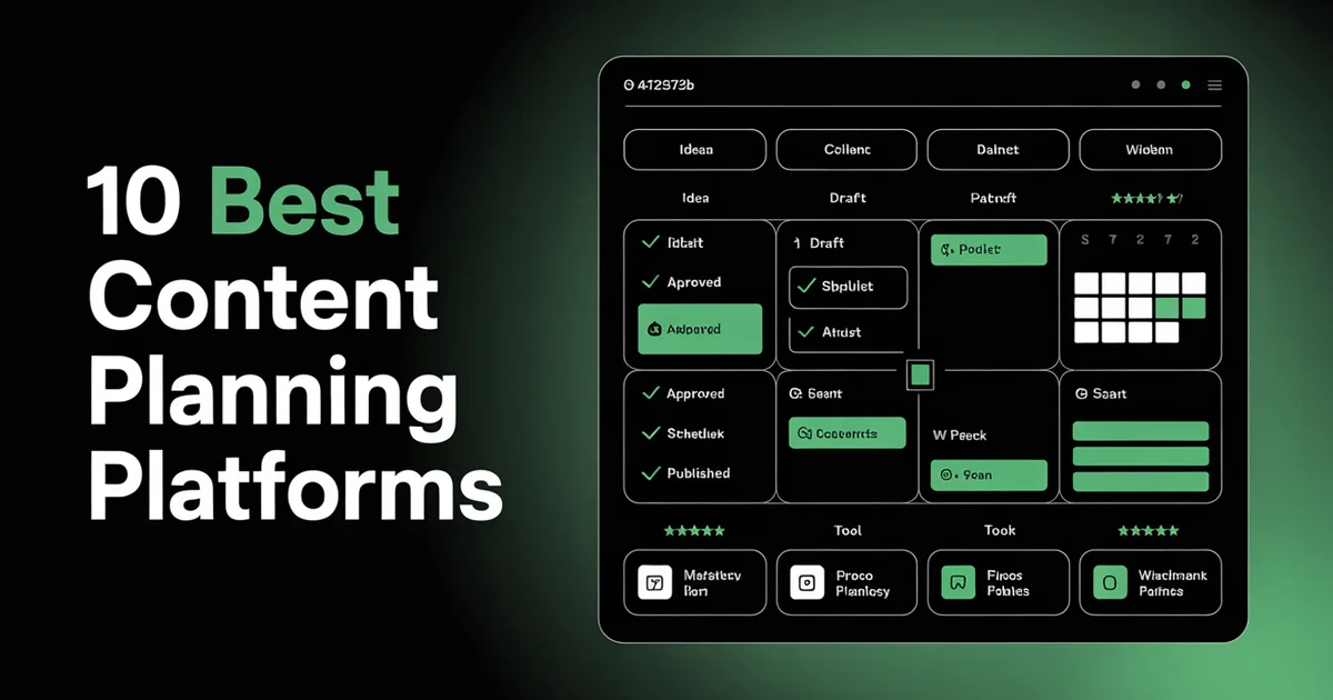 Content planning platforms comparison dashboard showing calendar, pillars and approval workflows