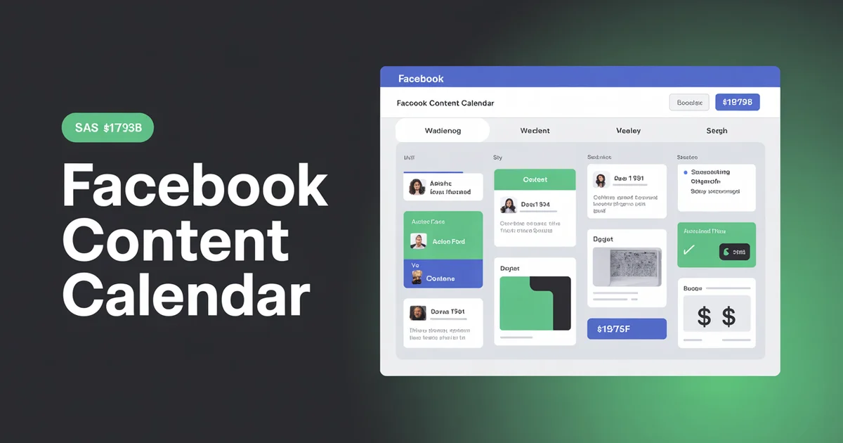 Facebook content calendar template with fields for organic vs boosted posts and link previews