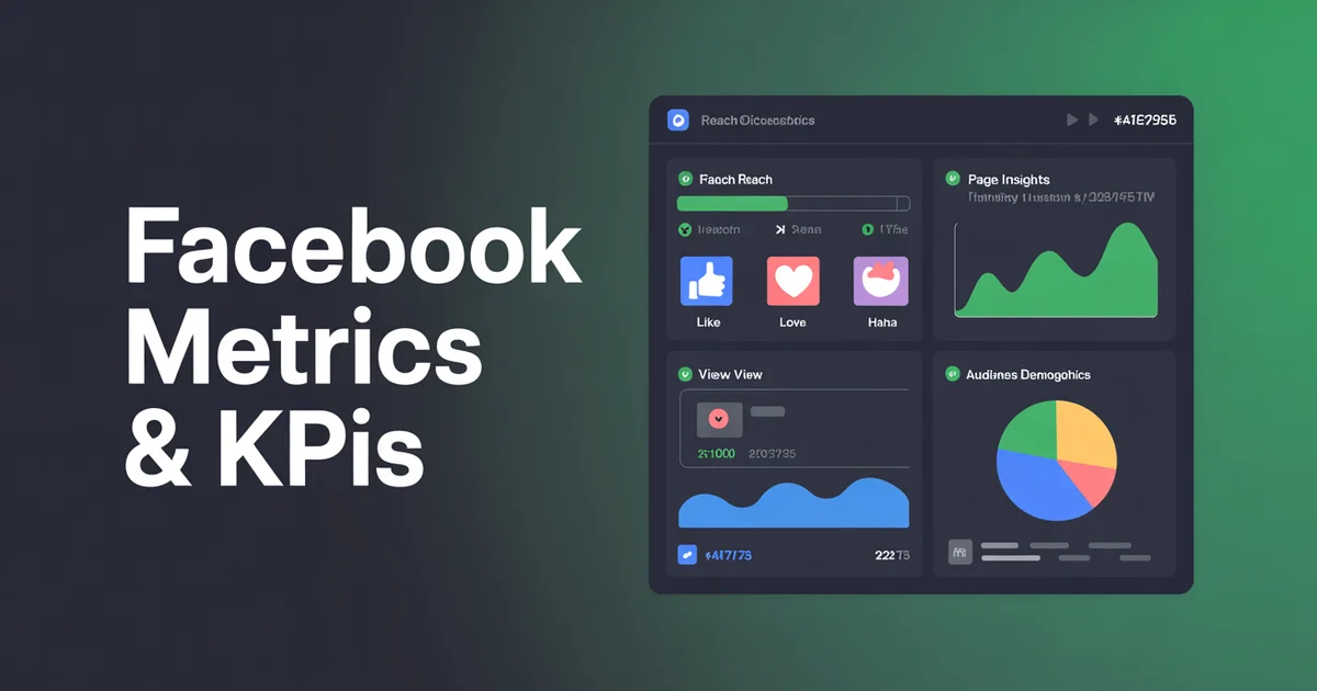 Facebook metrics and KPIs dashboard with engagement rate, reach, and page insights