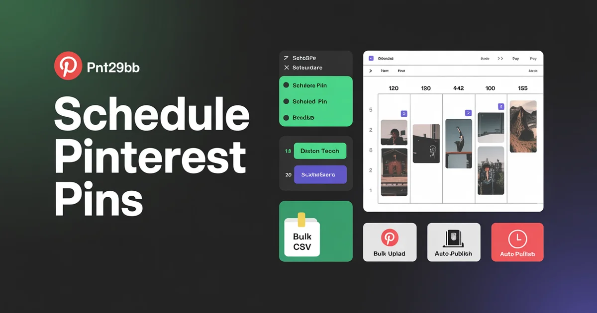 Pinterest pin scheduling workflow showing content calendar with pins scheduled across multiple boards