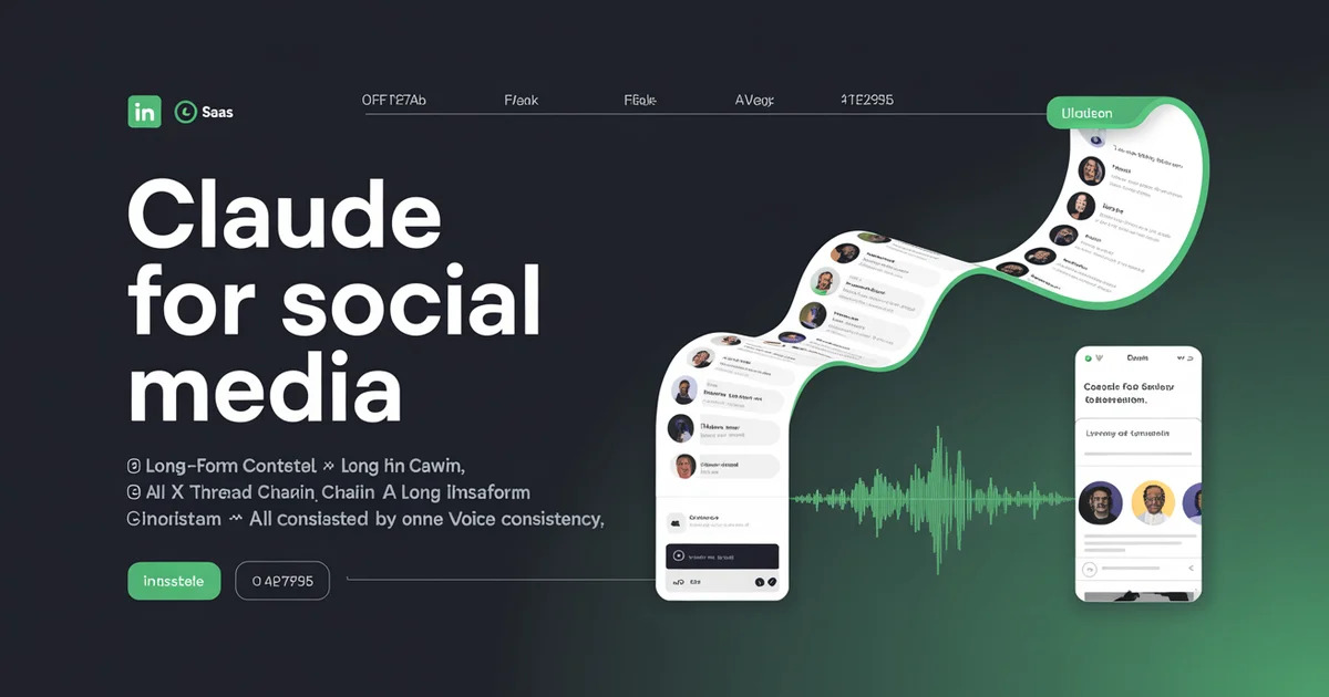 AI assistant writing long-form social media content on a laptop