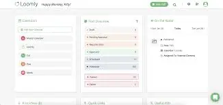Loomly content calendar with approval workflow and team collaboration features