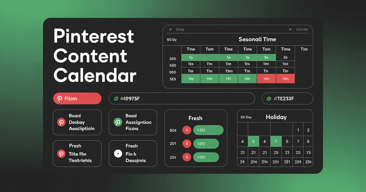 Pinterest content calendar template with fields for board assignment and pin titles