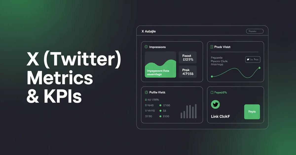 X Twitter metrics and KPIs dashboard with impressions, engagement, and profile visits