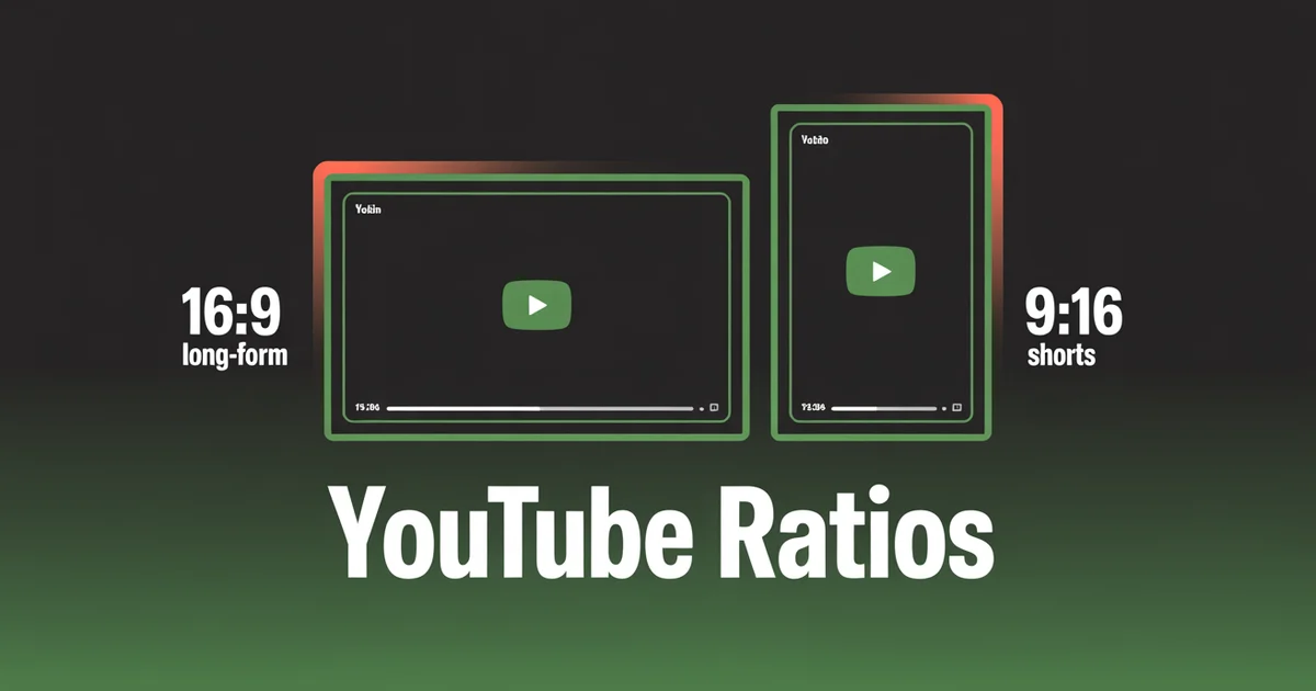 YouTube aspect ratios 2026 — Shorts 9:16, long-form 16:9, thumbnails, banner safe zones