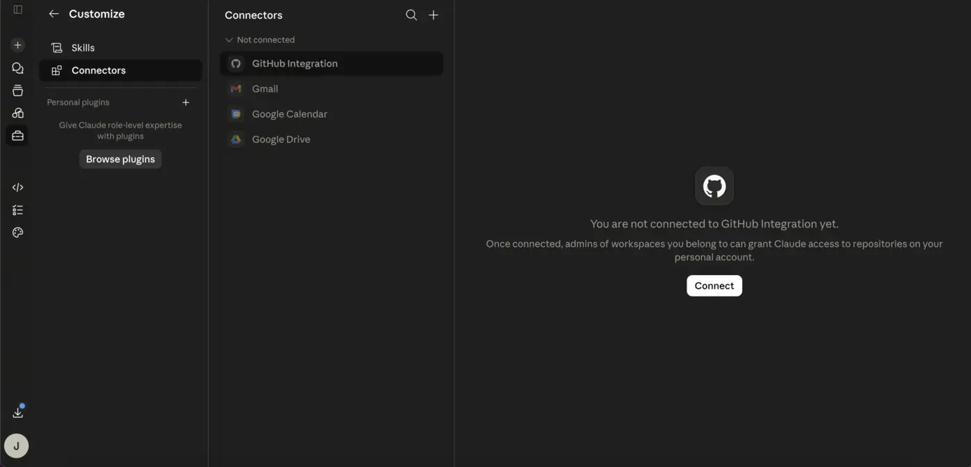 Claude Desktop Connectors settings with the button to add a custom connector