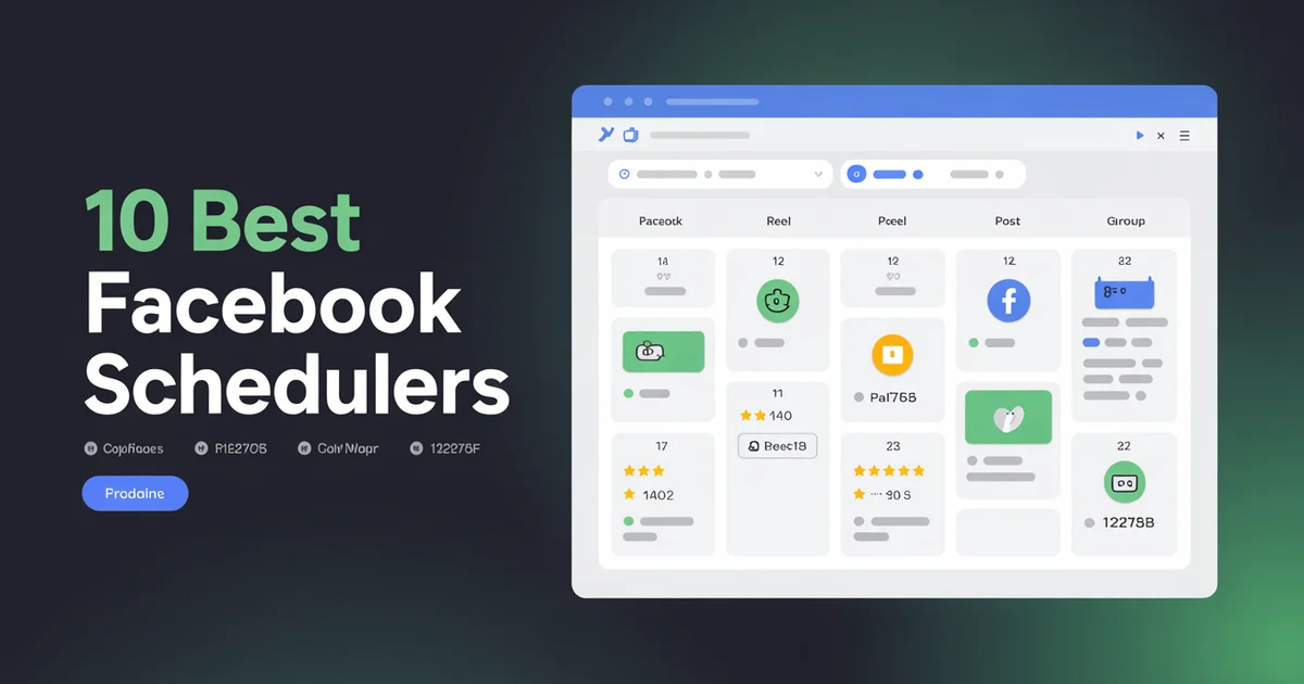 Facebook scheduling dashboard showing calendar view with scheduled posts for Pages, Reels, and Groups