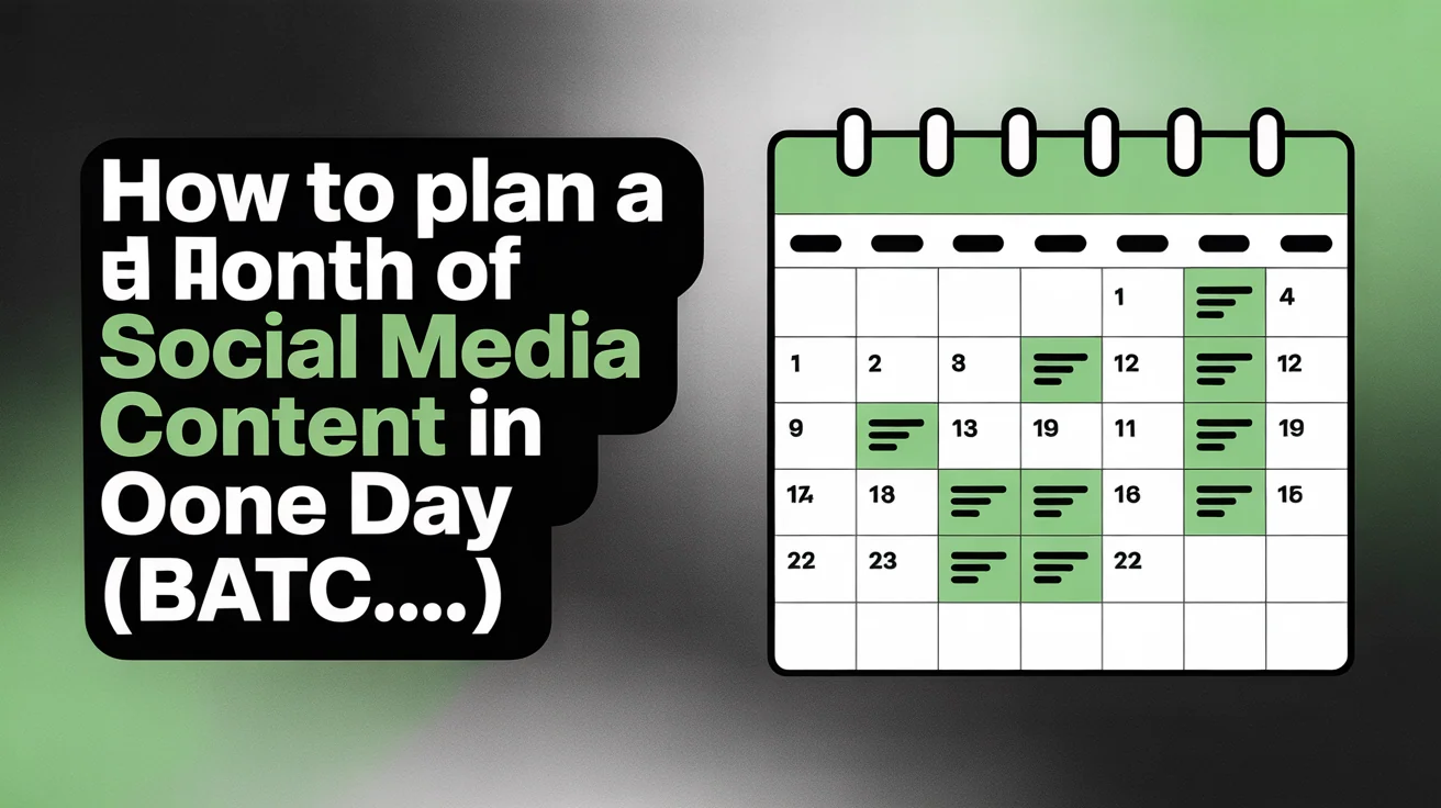 Desk calendar and laptop showing batch planning workflow for a month of social media content