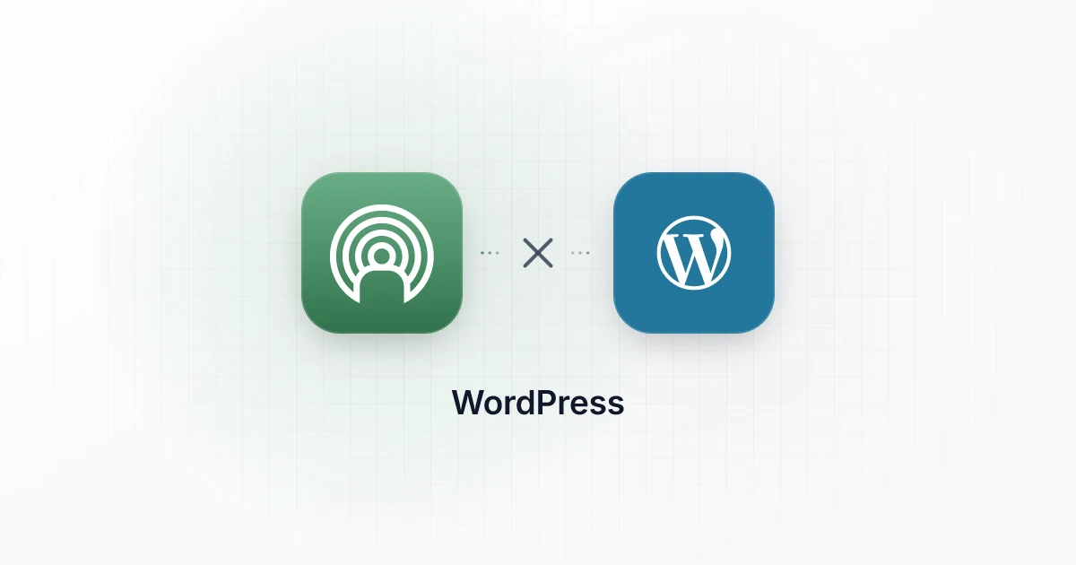 PostEverywhere and WordPress app tiles side by side with a multiplication sign between them and the word WordPress underneath