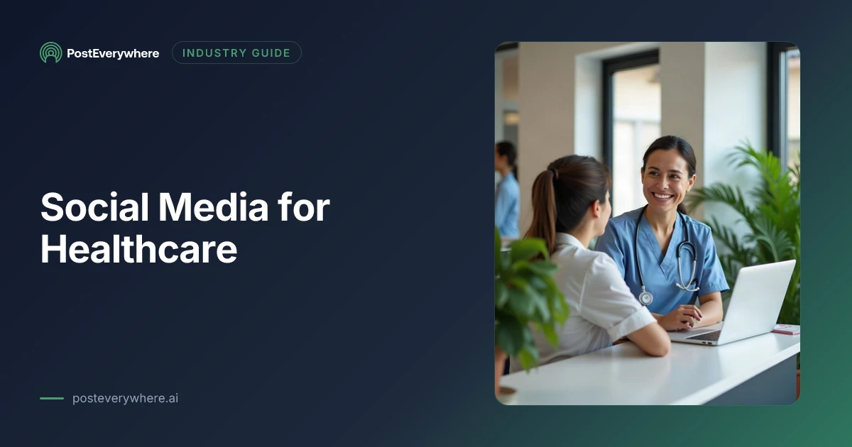 Clinician in scrubs talking with a patient in a bright clinic, for a social media for healthcare guide