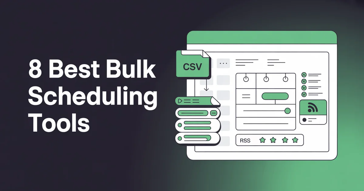 Bulk social media scheduling dashboard with CSV upload queue across multiple platforms