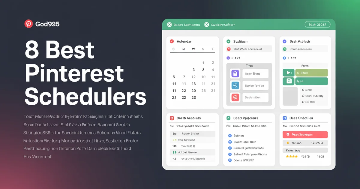 Pinterest scheduling dashboard showing pin previews and board management on laptop screen