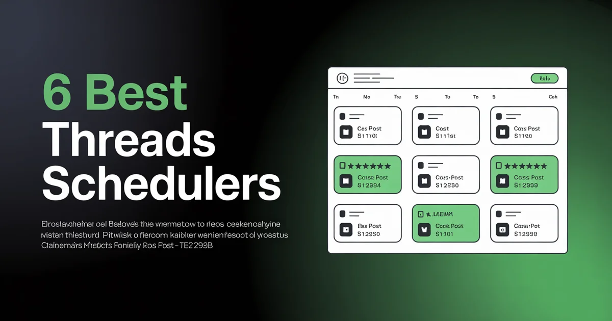 Laptop showing Threads scheduling dashboard with calendar view and queued posts