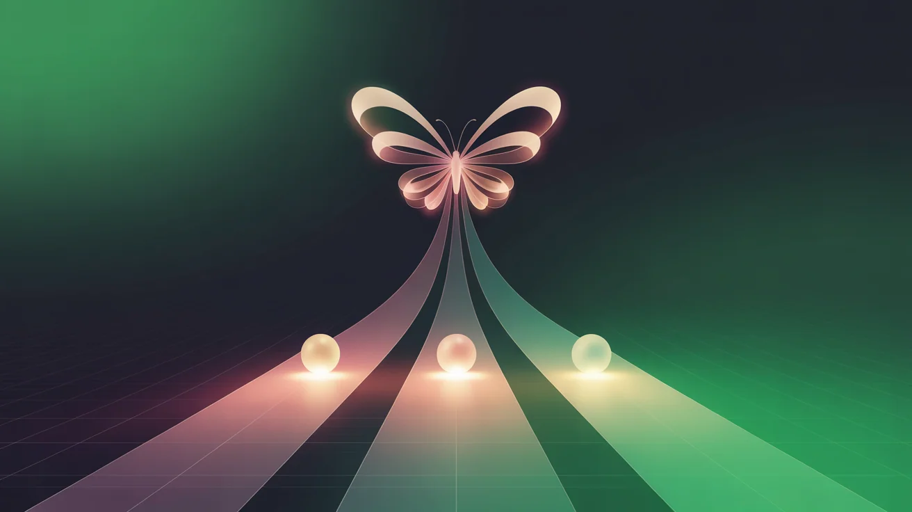 A glowing Bluesky butterfly above abstract paths leading to off-platform income sources