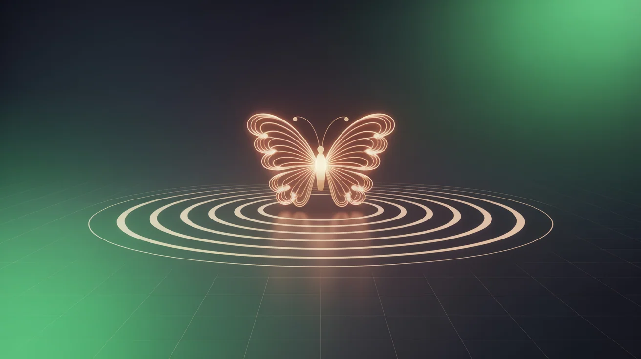 A glowing Bluesky butterfly with a ripple of spreading reposts, representing how content goes viral on Bluesky in 2026