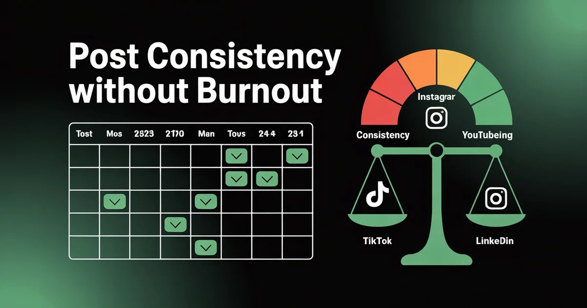 Post consistently on social media without burnout — calendar with scheduled posts and balance