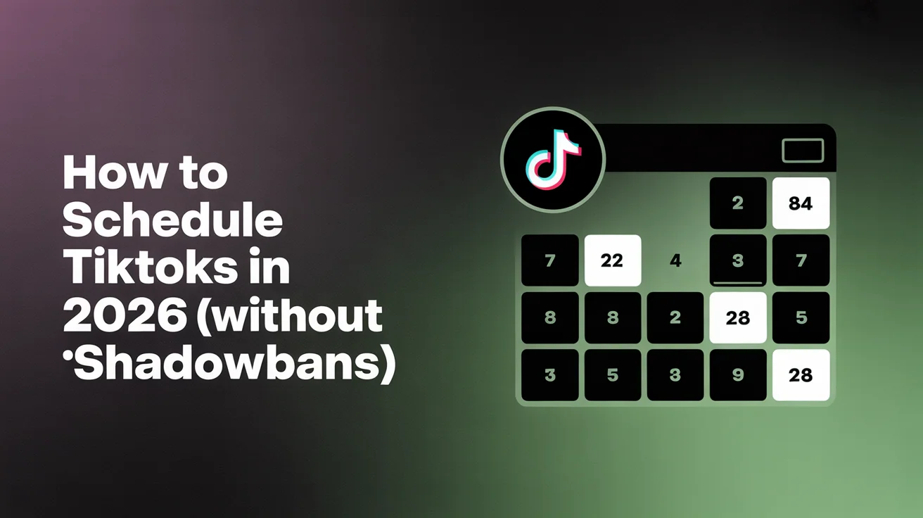 Content creator using TikTok scheduling tool to batch schedule multiple TikTok videos from desktop with visual calendar showing scheduled TikTok content for Instagram Reels, YouTube Shorts, and Facebook cross-platform posting