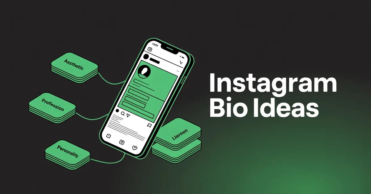Instagram bio ideas examples organised by aesthetic, profession and personality on a phone screen