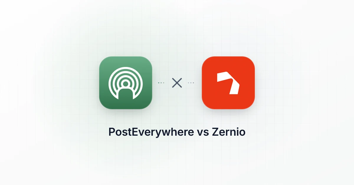 PostEverywhere and Zernio app tiles side by side, comparing two social media posting APIs for developers and AI agents