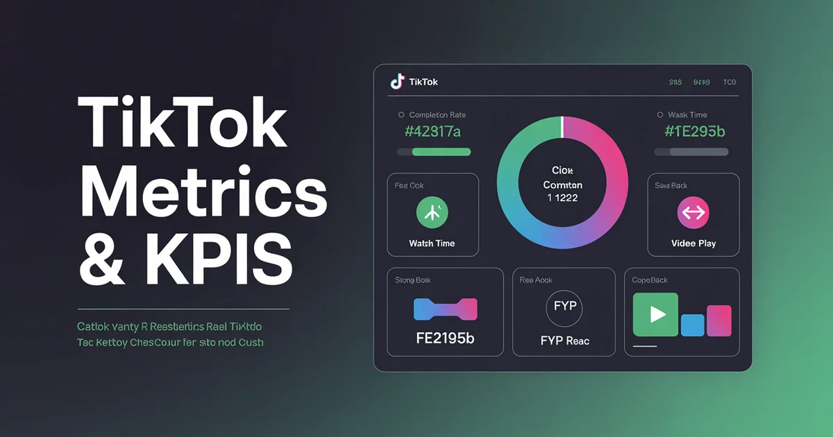 TikTok metrics and KPIs dashboard with completion rate, watch time, and FYP analytics