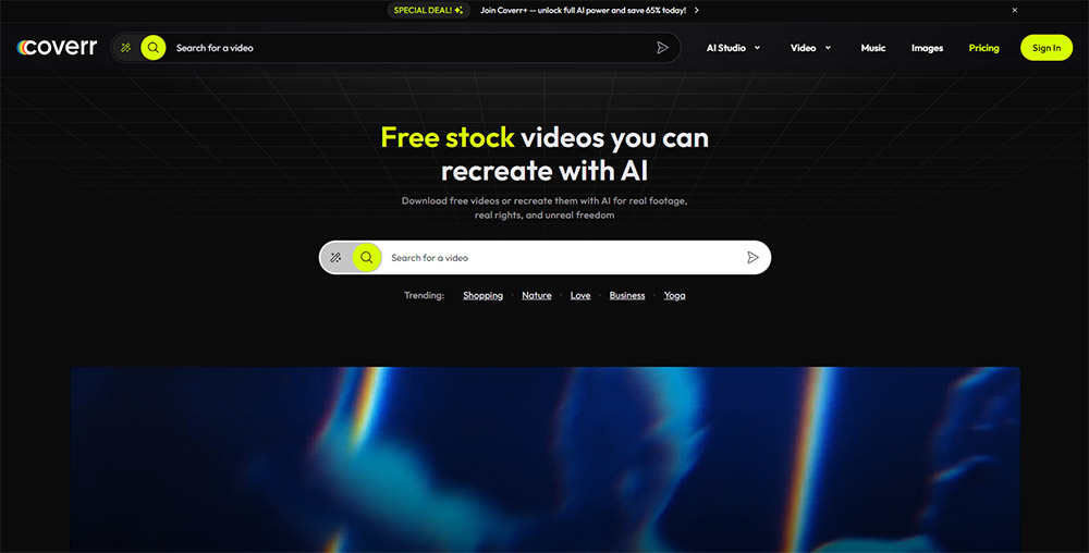 Coverr AI-focused free stock video and creation tools