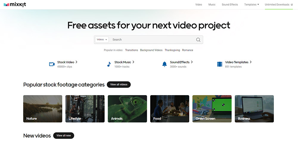 Mixkit free stock video website for social media content creators
