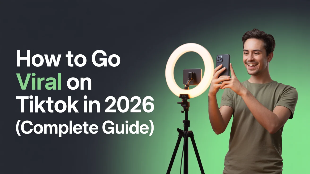 TikTok creator filming content with ring light and smartphone setup