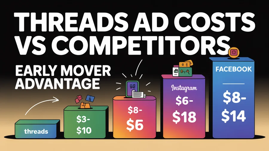 Threads ad costs vs competitors — Threads CPM $3-$10, Instagram $6-$18, Facebook $8-$14