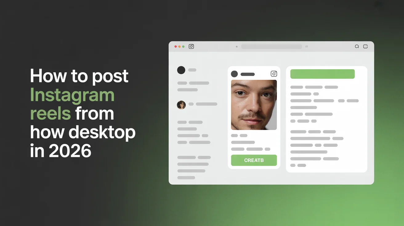 Instagram web interface showing create button and Reel upload dialog on desktop browser