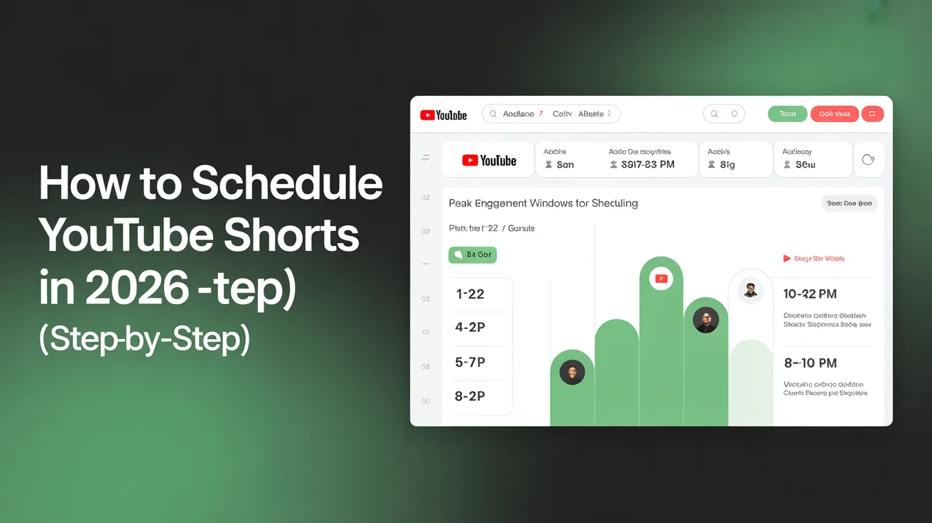 YouTube Analytics dashboard showing audience active times by day and hour with peak engagement windows highlighted for optimal Shorts scheduling at 12-2 PM, 5-7 PM, and 8-10 PM