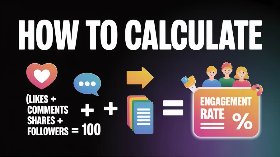 How to calculate engagement rate — likes plus comments plus shares plus saves divided by followers times 100